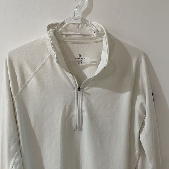 SPYDER ivory off white black half zip sweater pullover baselayer midweight L - Picture 4 of 9